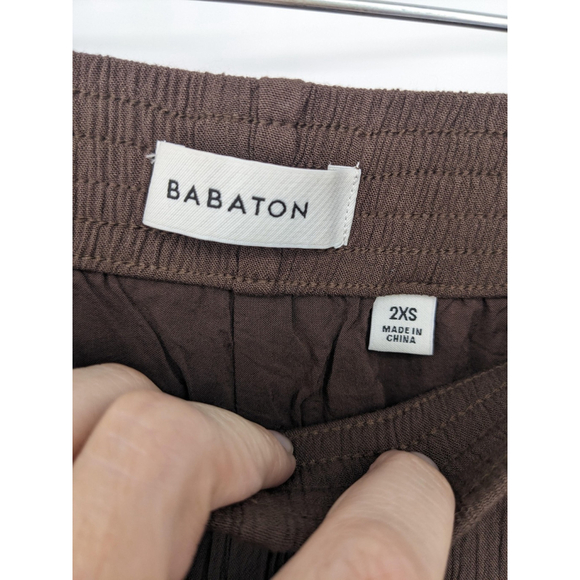 Babaton Pants Womens 2XS Brown Crinkle Pull On Elastic Waist‎ Lenzing Viscose - Picture 5 of 10